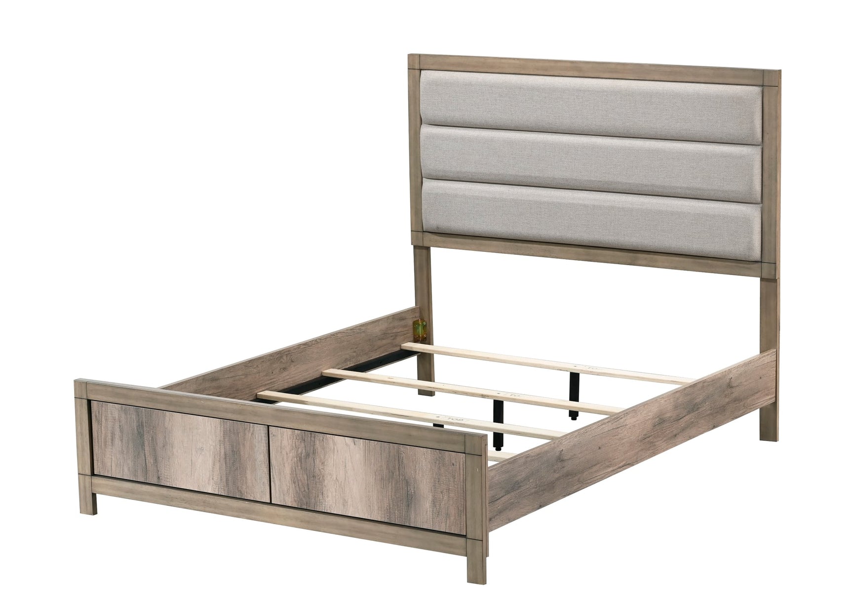 Matteo Light Brown Upholstered Panel King Bed view 4