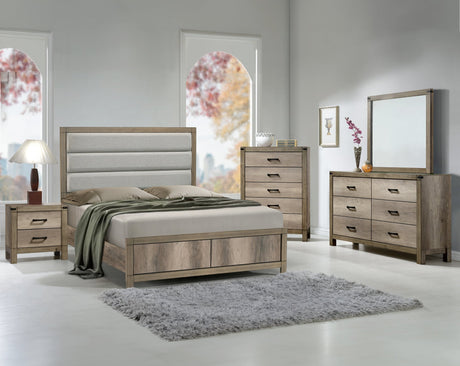 Matteo Light Brown Upholstered Panel Full Bed view 2