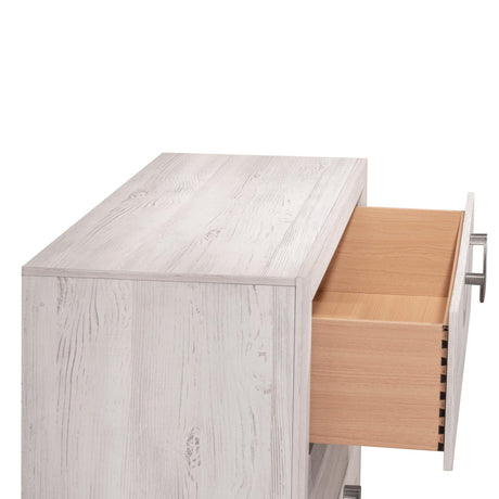 Veda Beige Modern Contemporary Solid Wood And Veneers 4-Drawers Handle Accent Chest - Ella Furniture
