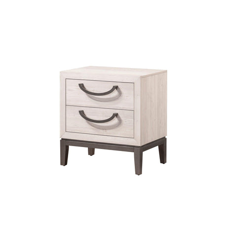 Veda Beige Modern Contemporary Solid Wood And Veneers 2-Drawers Night Stand - Ella Furniture