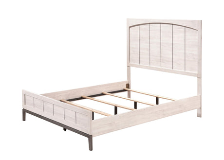 Veda Beige Modern Contemporary Solid Wood And Veneers Upholstered Panel Queen Bed - Ella Furniture
