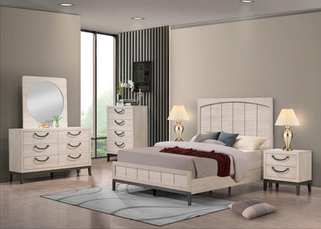 Veda Beige Modern Contemporary Solid Wood And Veneers 4-Drawers Handle Accent Chest - Ella Furniture