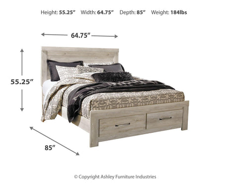 Bellaby Whitewash Platform Bedroom Set dimension view