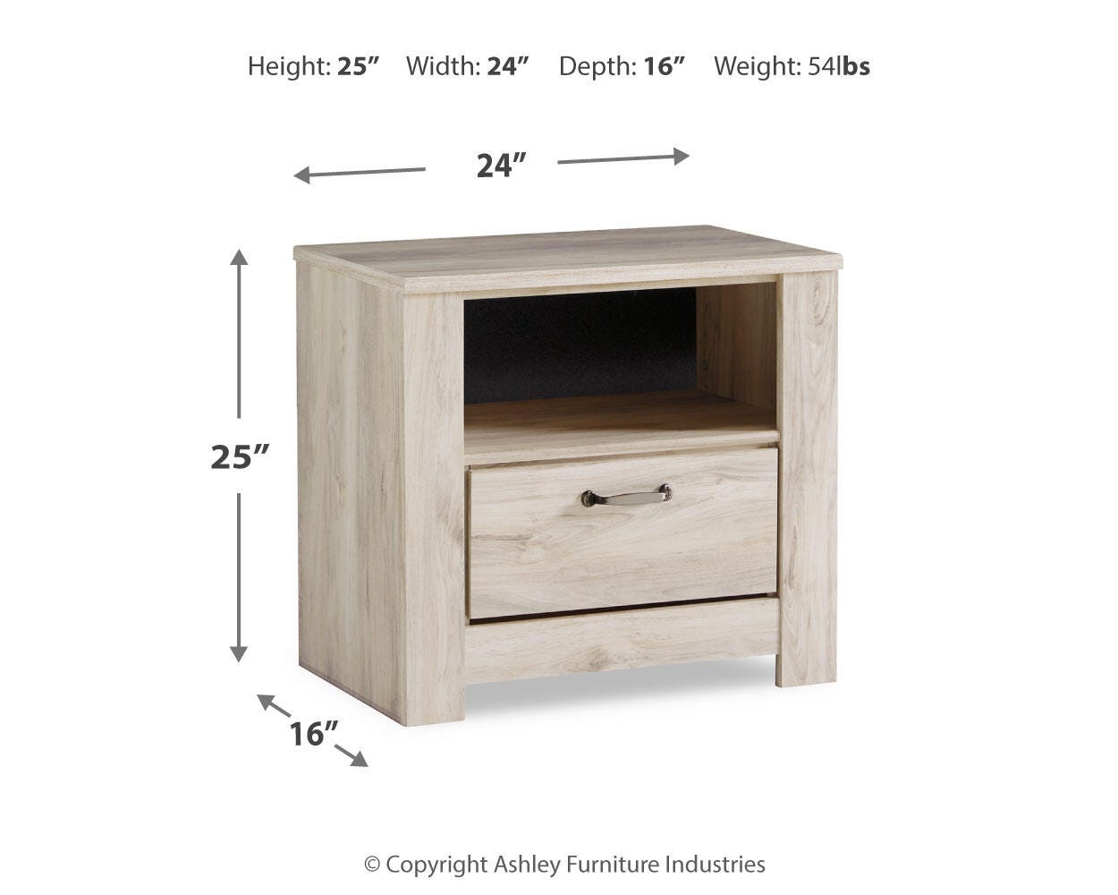 Bellaby Whitewash Platform Bedroom Set dimension view