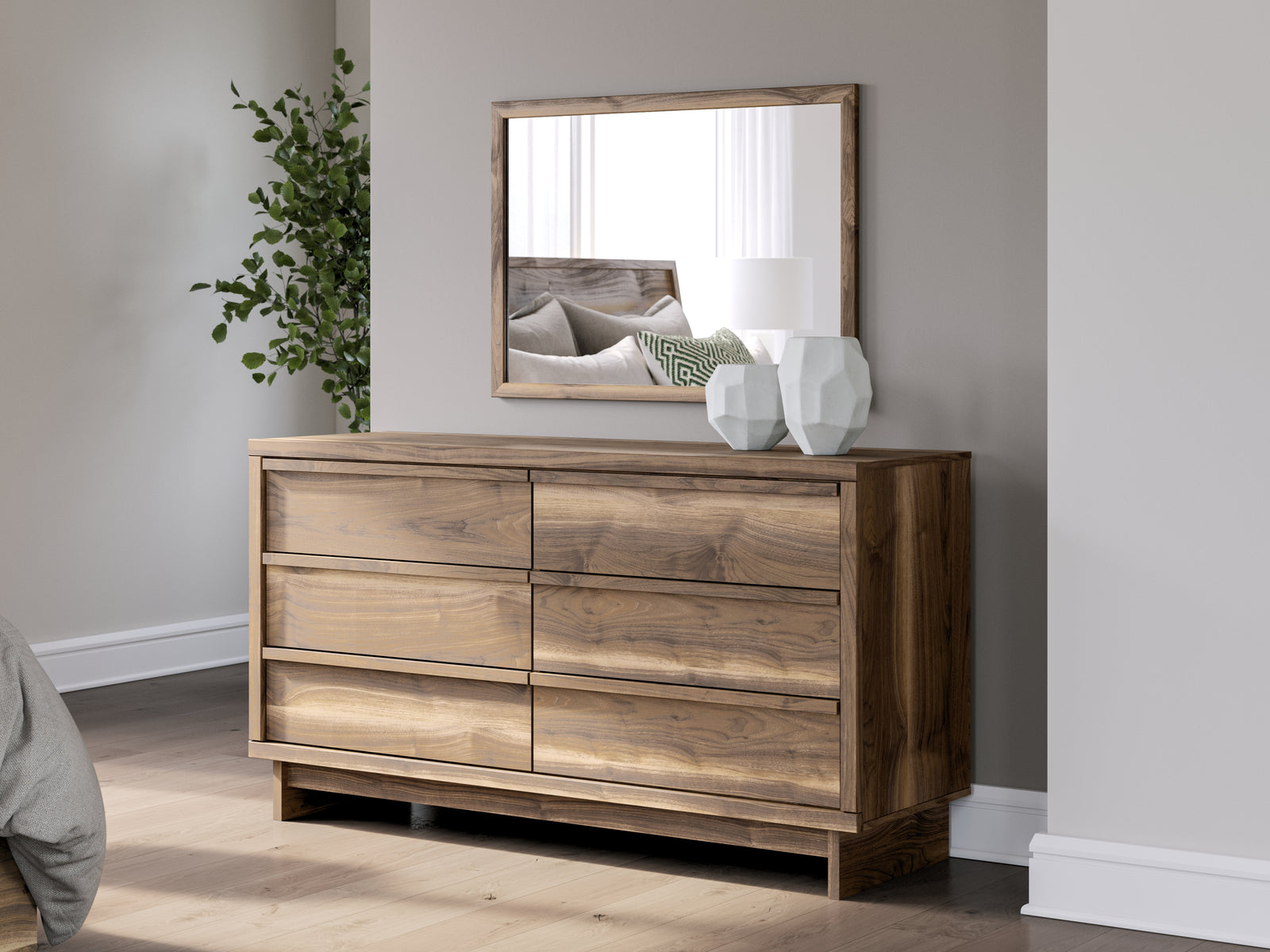 Chirason Brown Dresser and Mirror