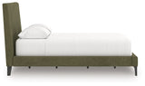 Chirason Sage Green Queen Upholstered Bed with Roll Slats