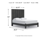 Fraluna Charcoal Panel Bedroom Set dimension view