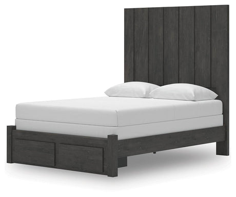 Fraluna Charcoal Panel Storage Bedroom Set angled view