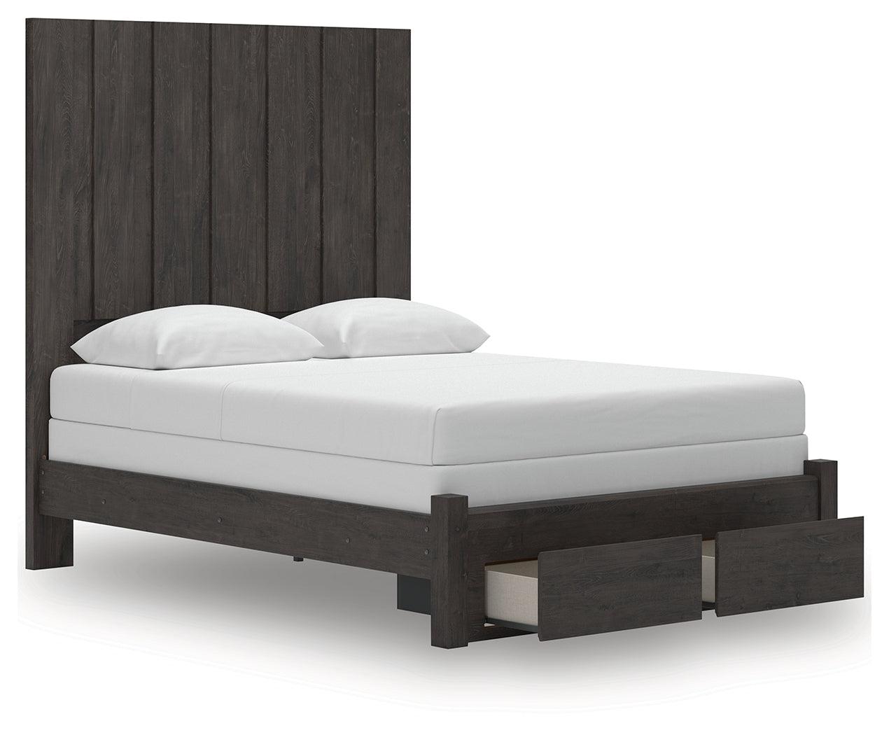 Fraluna Charcoal Queen Panel Storage Bed