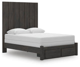 Fraluna Charcoal Panel Storage Bedroom Set angled view