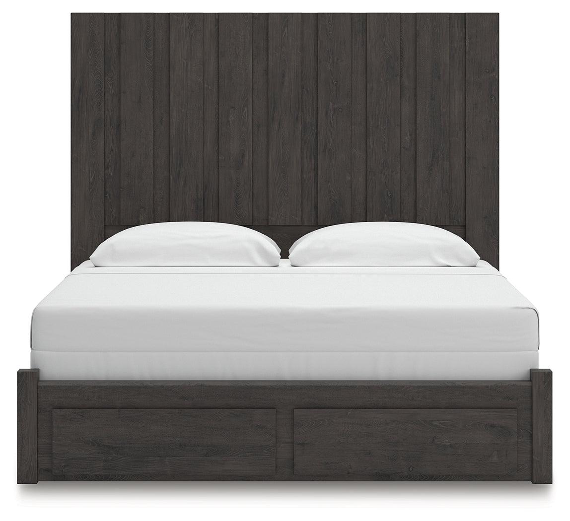 Fraluna Charcoal King Panel Storage Bed