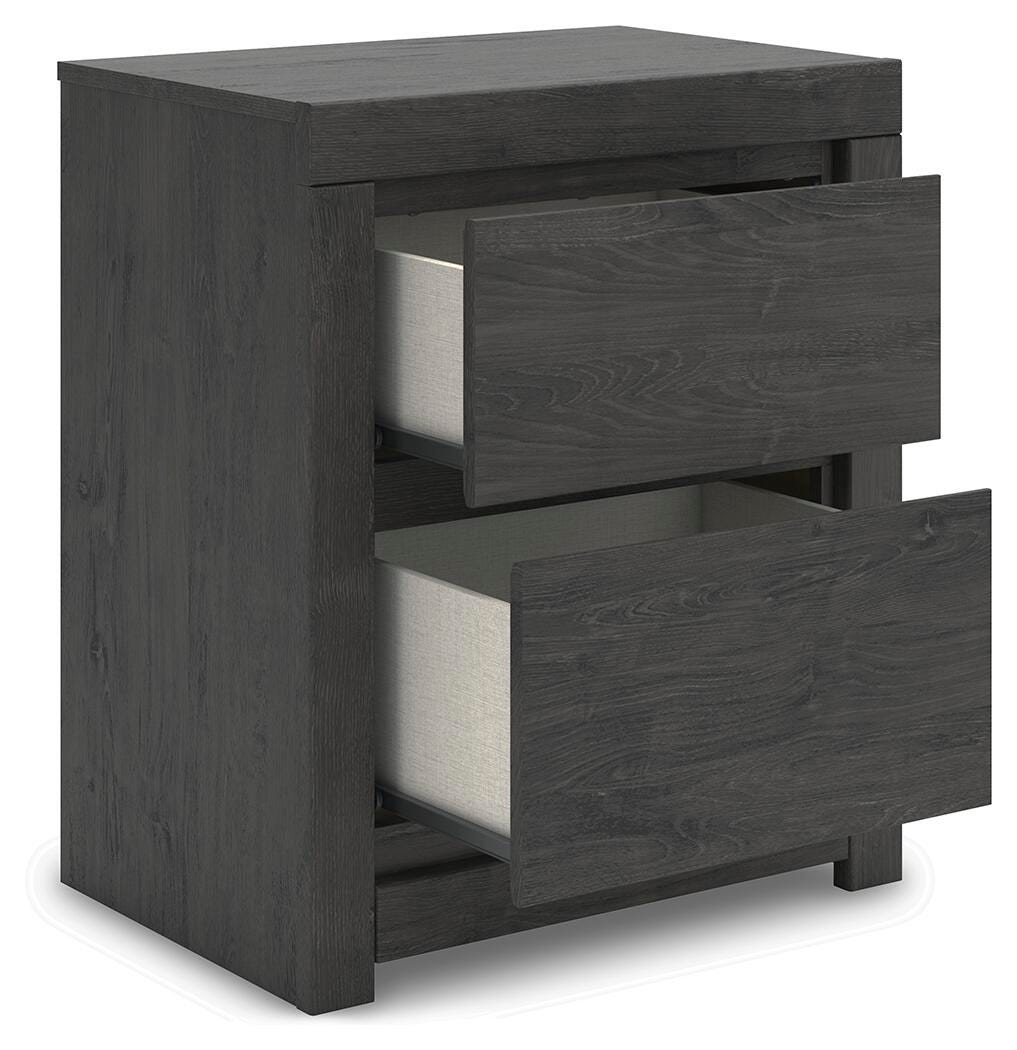 Fraluna Charcoal Panel Storage Bedroom Set angled view