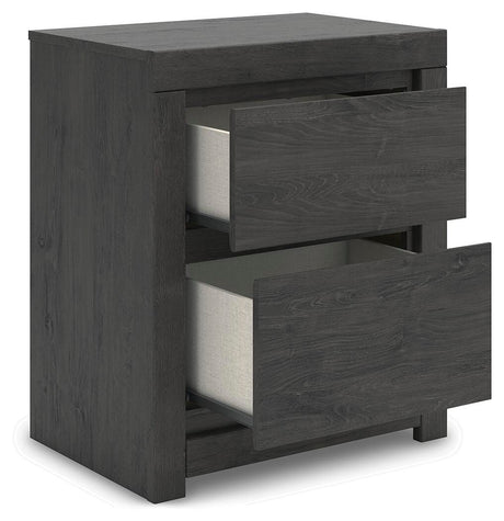 Fraluna Charcoal Panel Storage Bedroom Set angled view