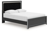 Zuraleus Black Queen Upholstered Panel Platform Bed