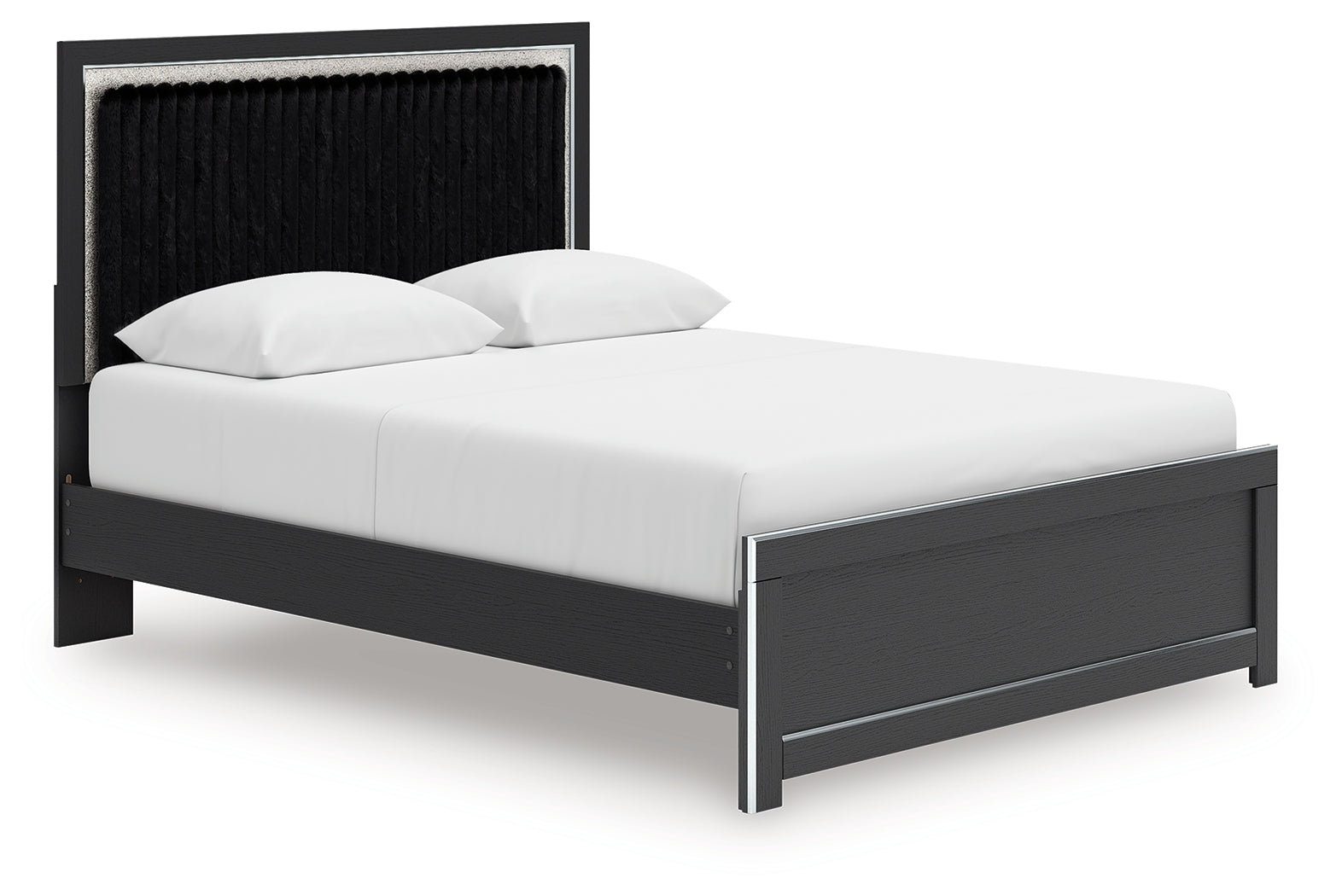 Zuraleus Black Queen Upholstered Panel Platform Bed
