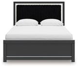 Zuraleus Black Queen Upholstered Panel Platform Bed