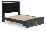 Zuraleus Black Queen Upholstered Panel Storage Bed