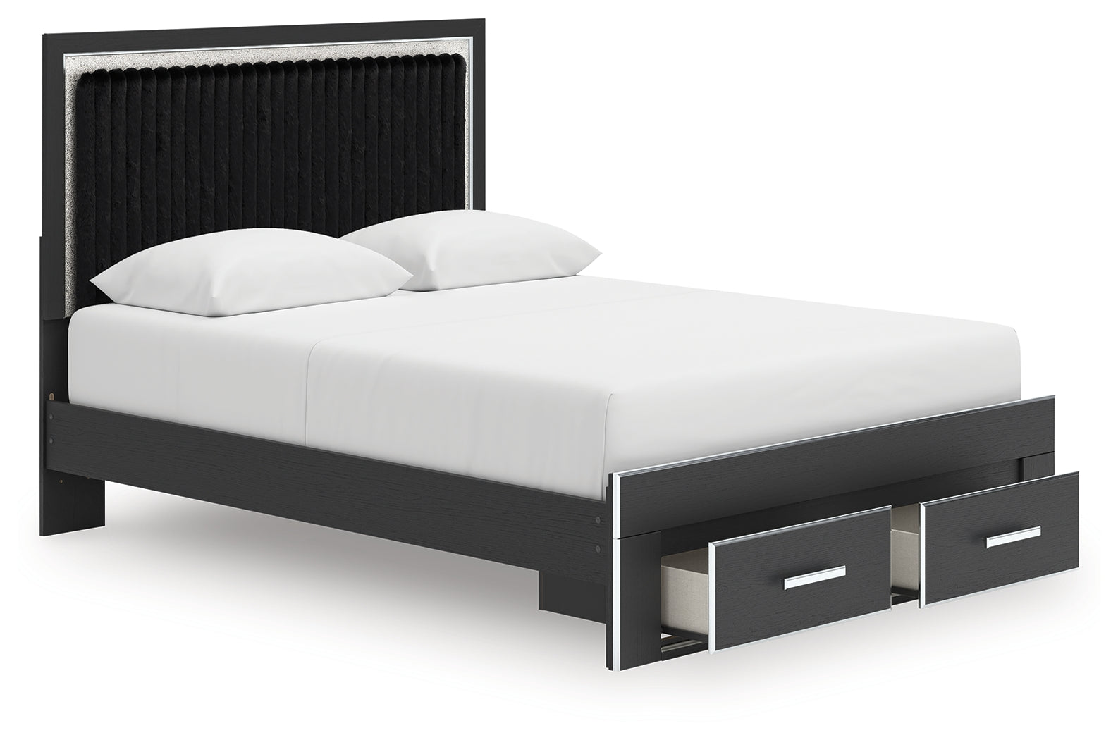 Zuraleus Black Queen Upholstered Panel Storage Bed