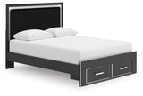 Zuraleus Black Queen Upholstered Panel Storage Bed