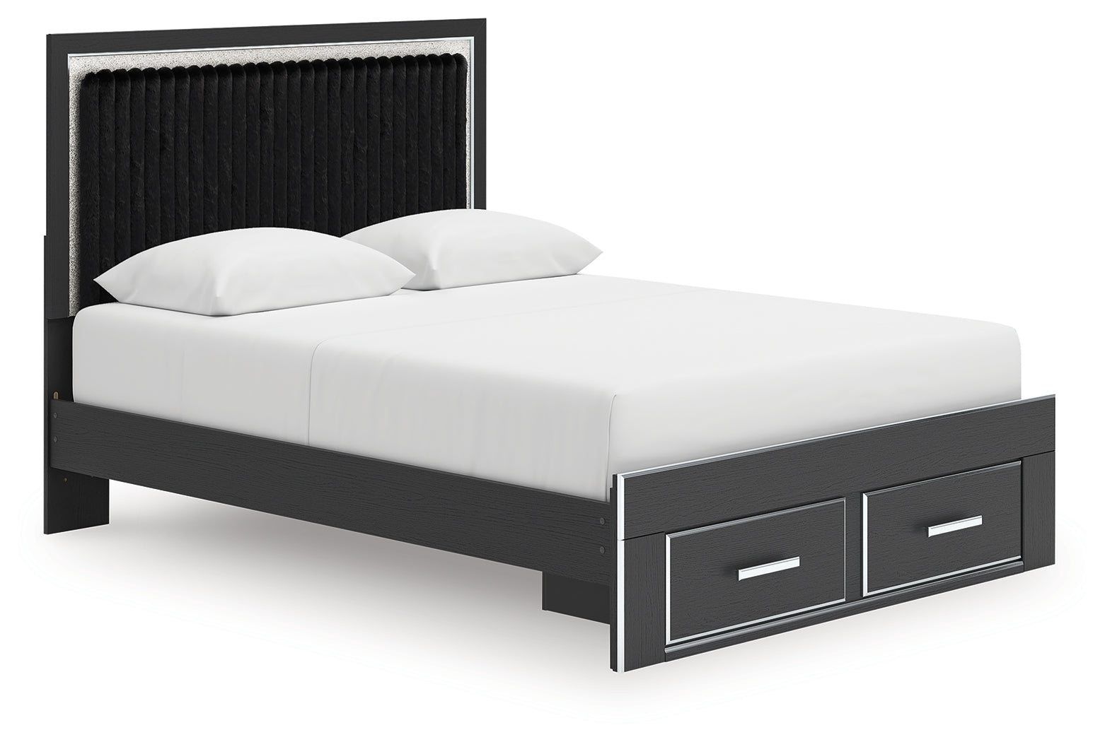 Zuraleus Black Queen Upholstered Panel Storage Bed