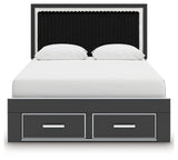 Zuraleus Black Queen Upholstered Panel Storage Bed