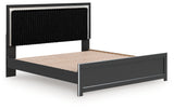 Zuraleus Black King Upholstered Panel Platform Bed