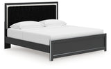 Zuraleus Black King Upholstered Panel Platform Bed