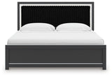 Zuraleus Black King Upholstered Panel Platform Bed