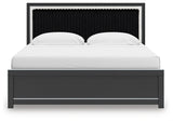 Zuraleus Black King Upholstered Panel Bed