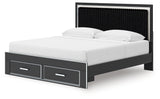 Zuraleus Black King Upholstered Panel Storage Bed