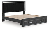 Zuraleus Black King Upholstered Panel Storage Bed
