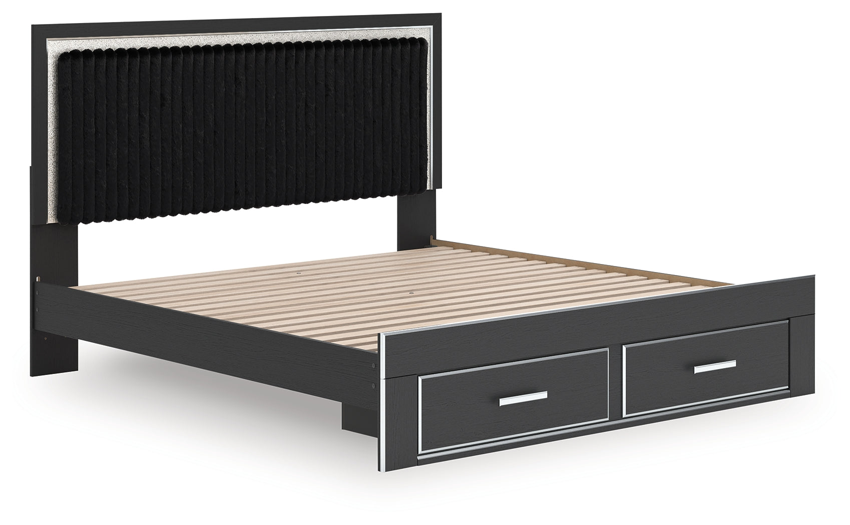 Zuraleus Black King Upholstered Panel Storage Bed