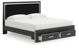 Zuraleus Black King Upholstered Panel Storage Bed