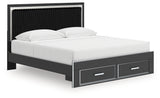 Zuraleus Black King Upholstered Panel Storage Bed