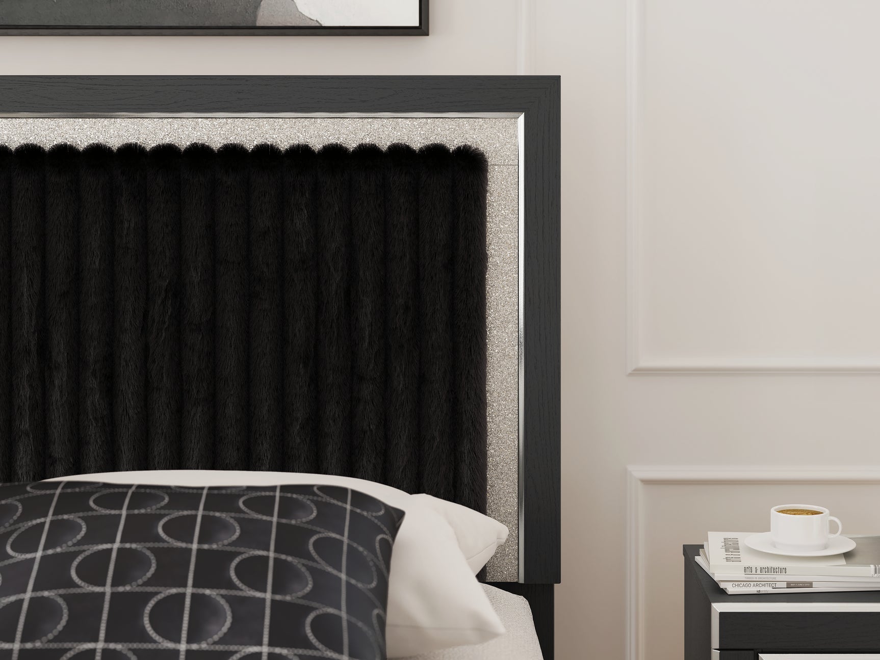 Zuraleus Black King Upholstered Panel Storage Bed