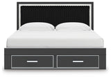 Zuraleus Black King Upholstered Panel Storage Bed