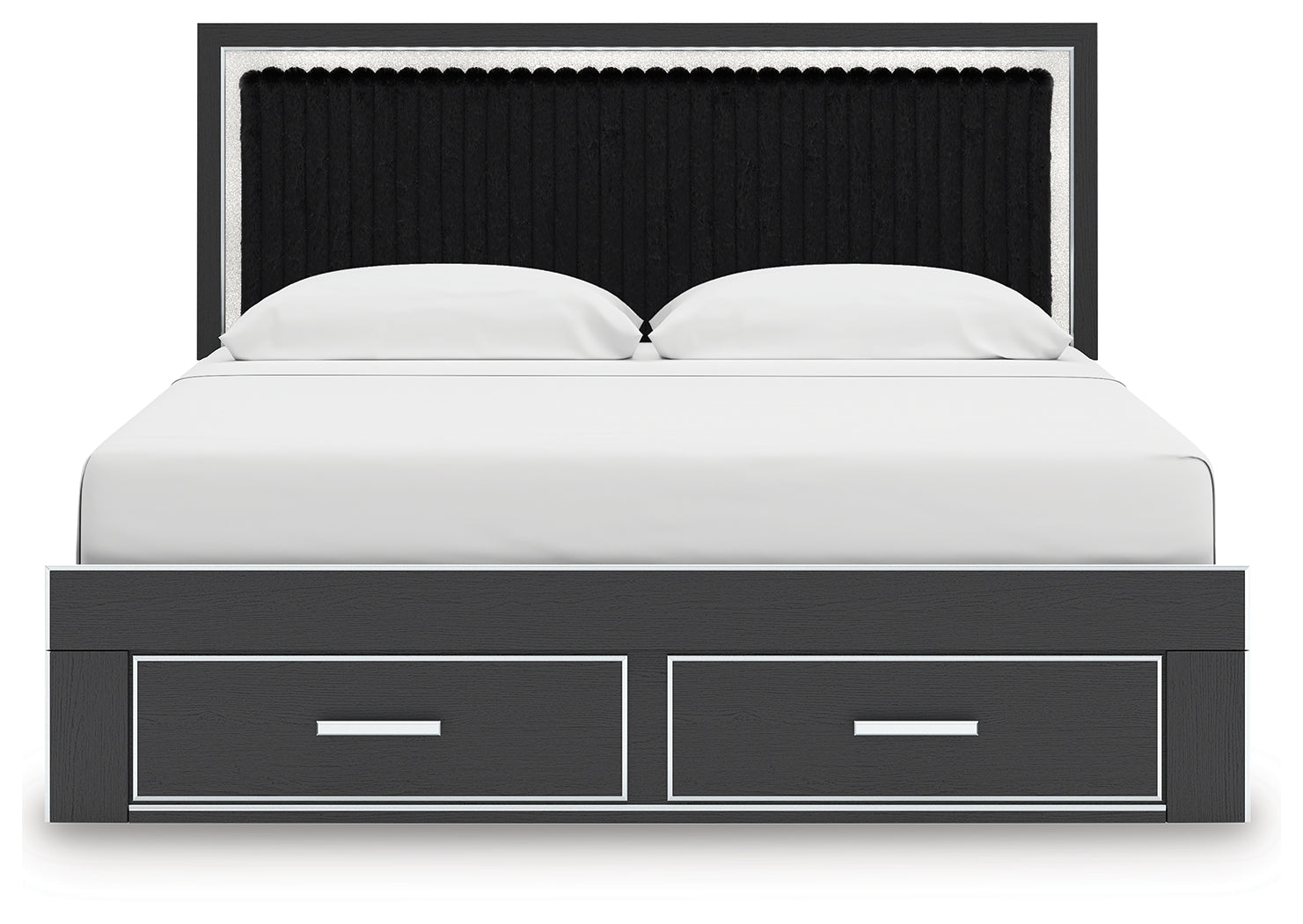 Zuraleus Black King Upholstered Panel Storage Bed