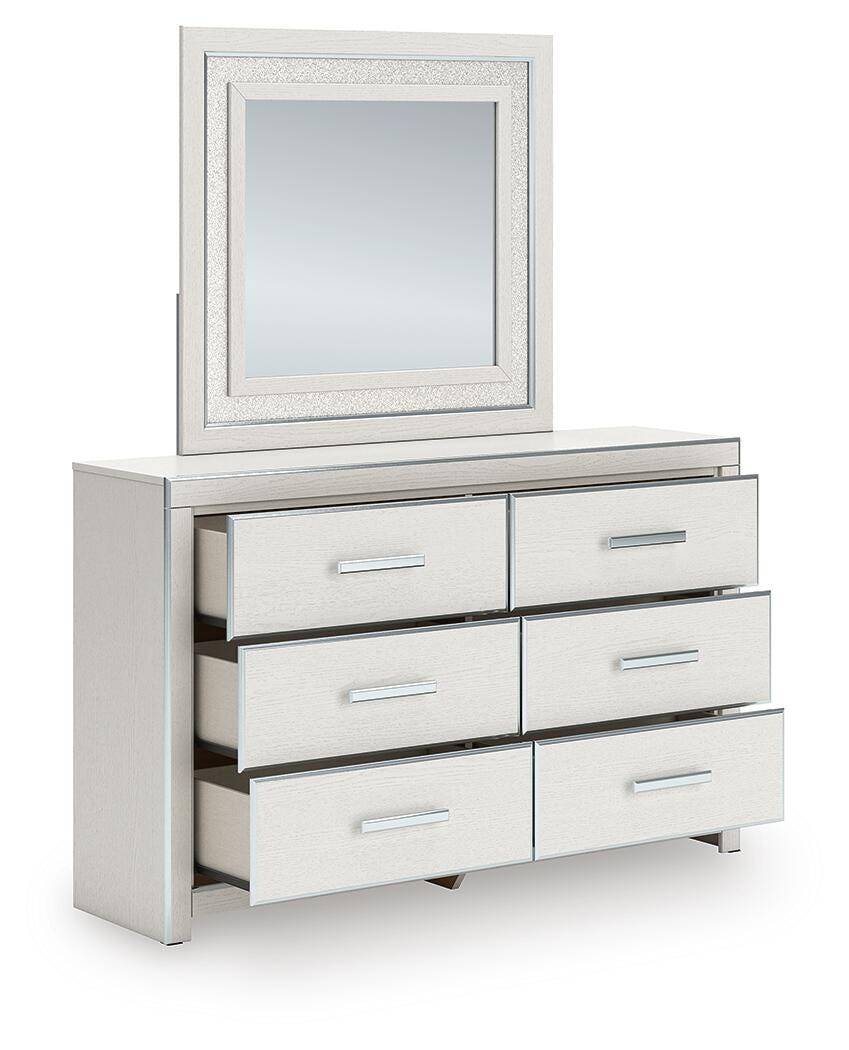 Zuraleus White Upholstered Panel Platform Storage Bedroom Set angled view