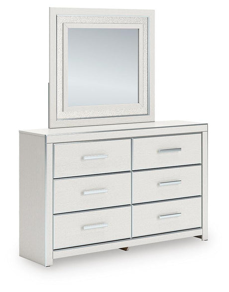 Zuraleus White Upholstered Panel Platform Storage Bedroom Set angled view