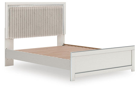 Zuraleus White Upholstered Panel Platform Platform Upholstered Bedroom Set 2 angled view