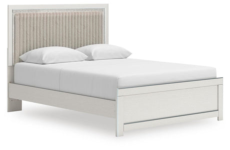 Zuraleus White Upholstered Panel Platform Platform Upholstered Bedroom Set 2 angled view