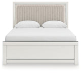 Zuraleus White Queen Upholstered Panel Platform Bed