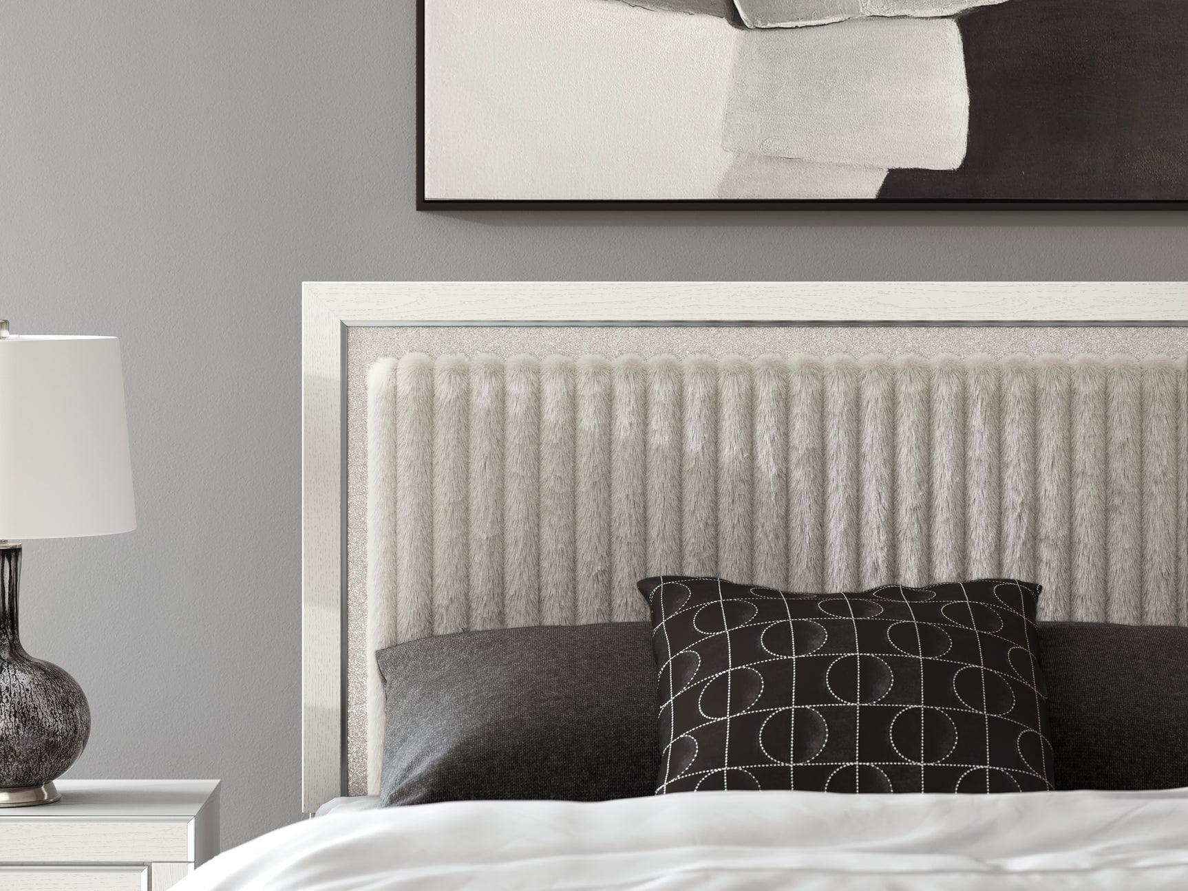 Zuraleus White Queen Upholstered Panel Bed