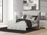 Zuraleus White Queen Upholstered Panel Storage Bed