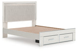 Zuraleus White Queen Upholstered Panel Storage Bed