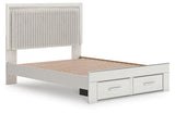 Zuraleus White Upholstered Panel Platform Storage Bedroom Set angled view
