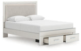 Zuraleus White Queen Upholstered Panel Storage Bed