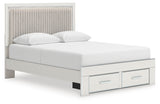 Zuraleus White Queen Upholstered Panel Storage Bed