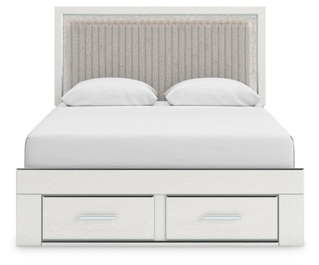 Zuraleus White Upholstered Panel Platform Storage Bedroom Set view 3