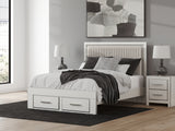 Zuraleus White Queen Upholstered Panel Storage Bed